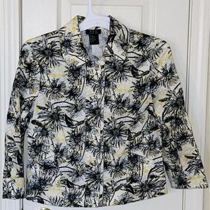 RQT Petite Size Petite Small Women’s Jacket Blazer Sunflower Pattern Lightweight